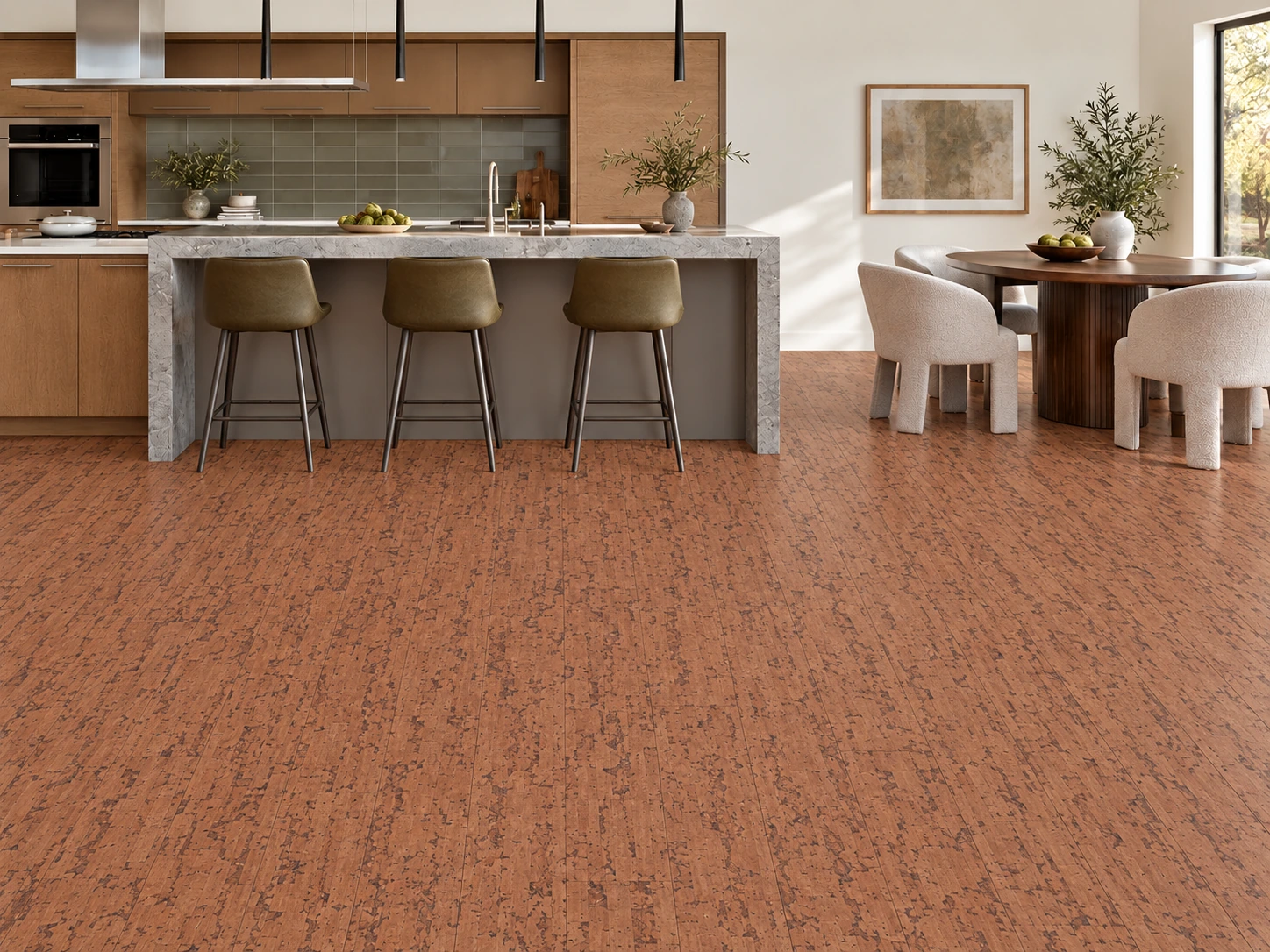 Amber Streak - 1/2&Quot; (12Mm) - Cork Floating (Fast12) Amber Streak Floor Application In A Furnished Room, Based On The Original Product Reference