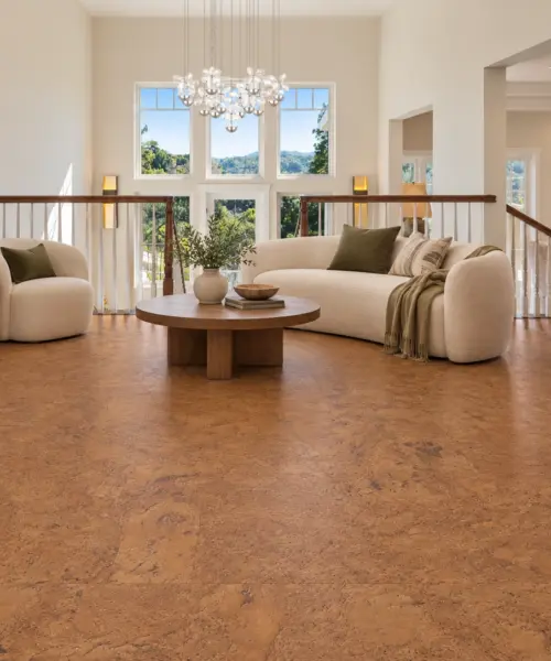 Autumn Ripple installed flooring in a furnished daylight interior; accurate product scale visualization (CZ3323WME)