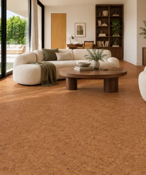 Venetian installed flooring in a furnished daylight interior; accurate product scale visualization (FVen10)