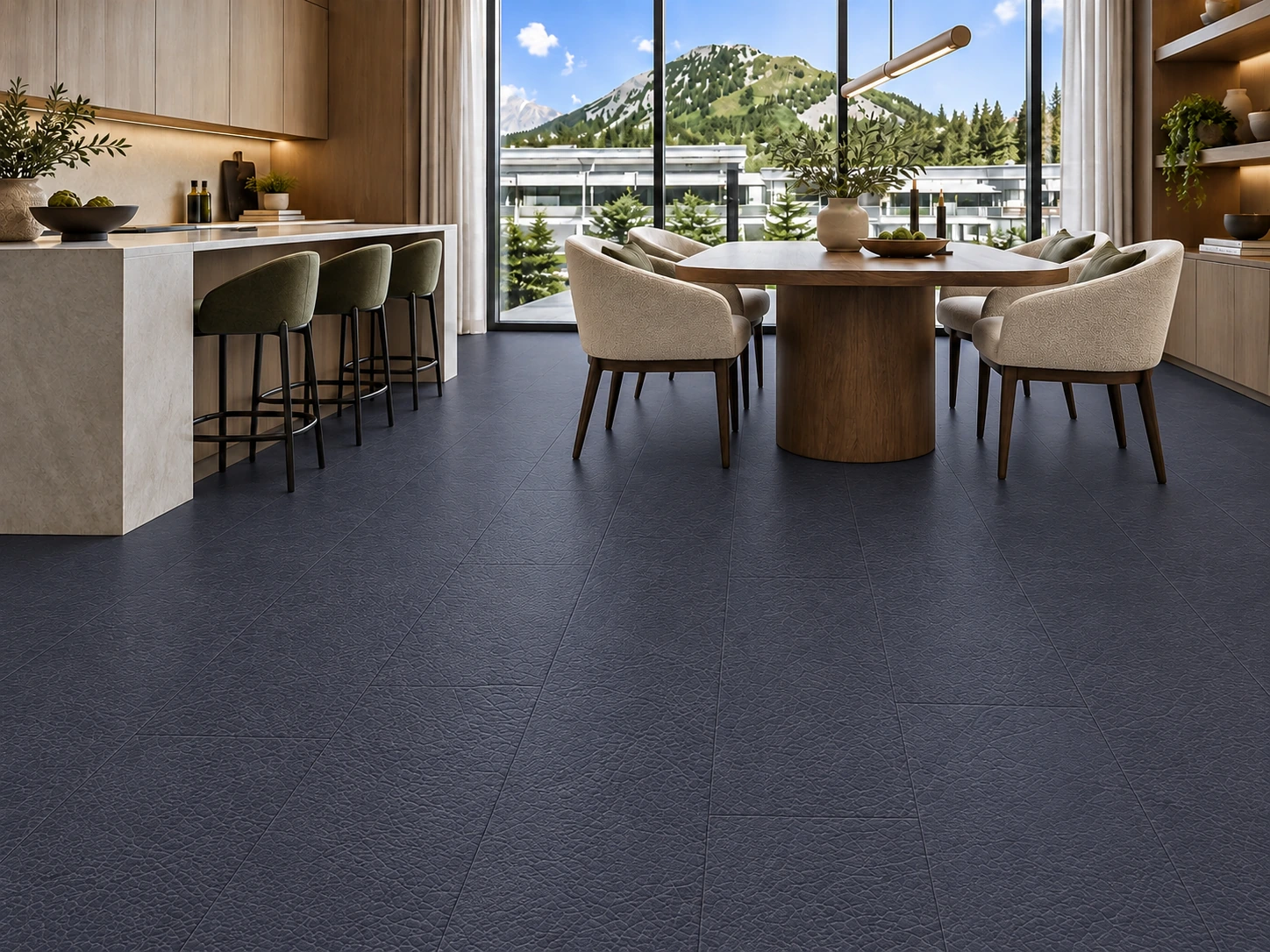 Black Buffalo — Swiss real leather (flooring) — room illustration