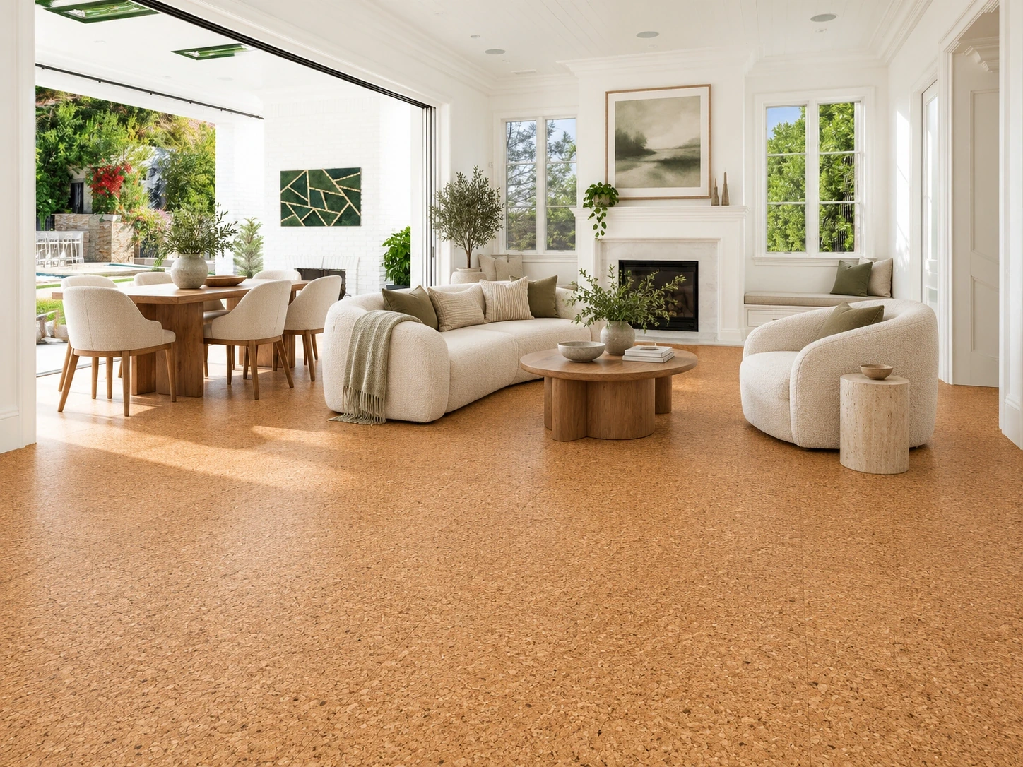 Golden Beach — 8mm glue-down cork tile (floor & wall) — room illustration
