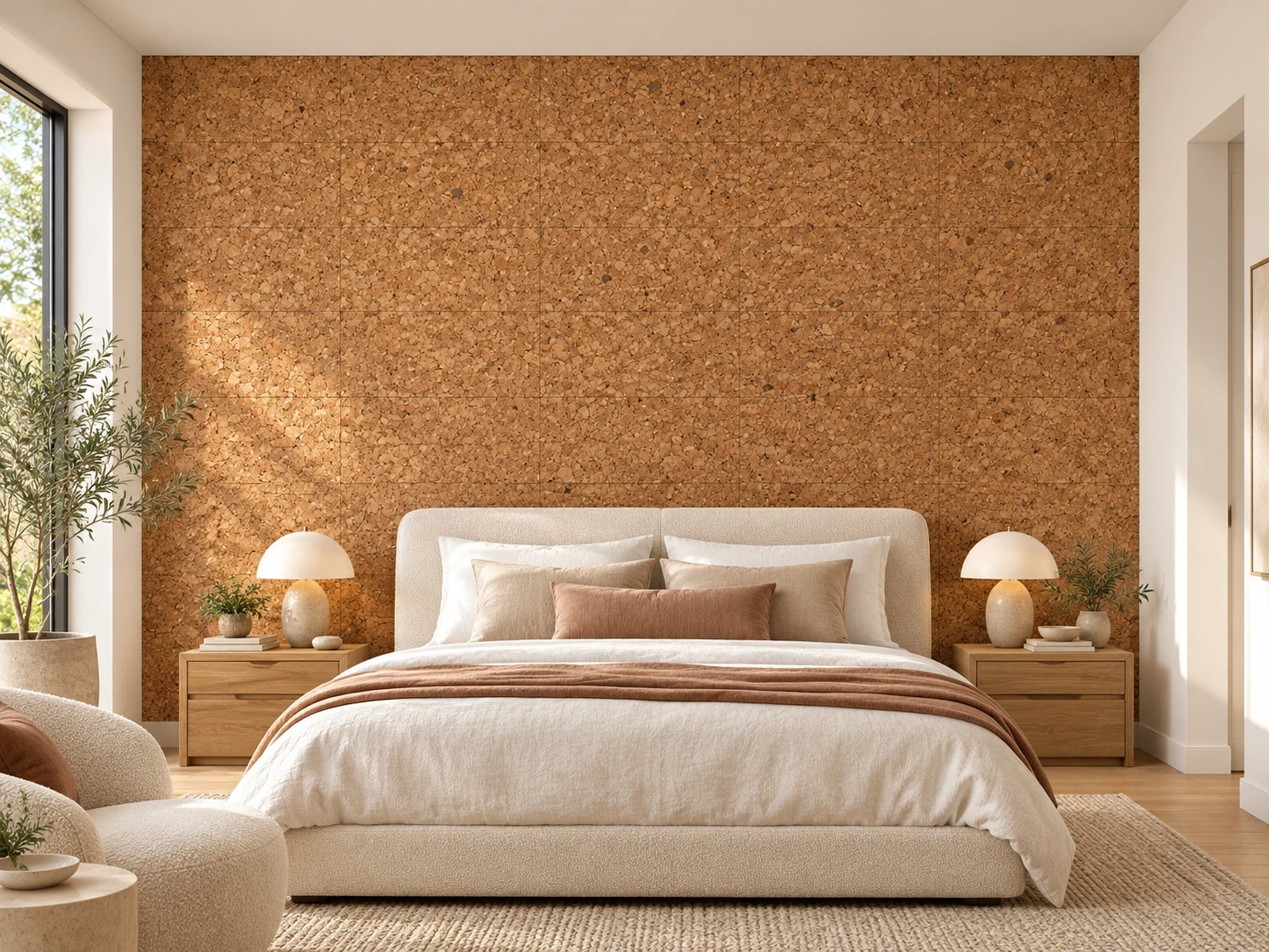 Golden Beach — 8mm glue-down cork tile (floor & wall) — room illustration