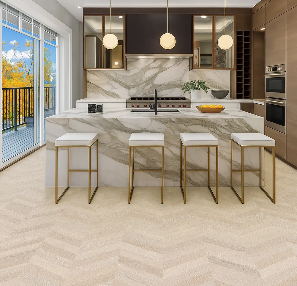 Clara Chevron cork flooring in a kitchen