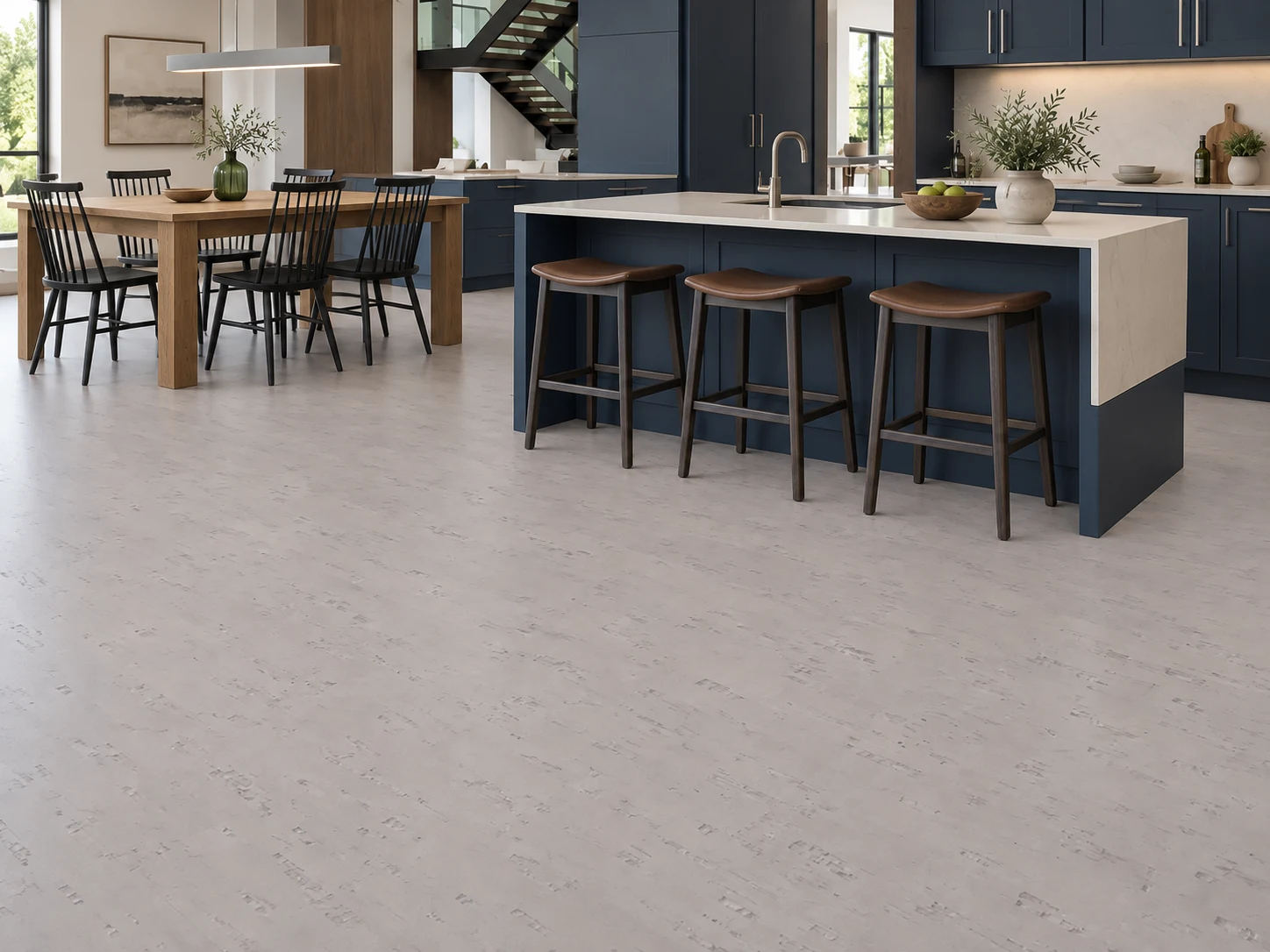 Bleached Birch cork flooring — room visualization