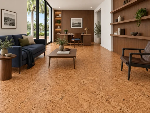 Autumn Leaves cork flooring — room visualization