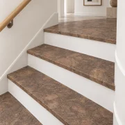 Walnut Burlwood stair nosing — installed view