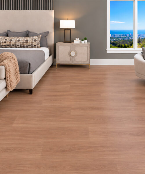 American Red Oak Comfortable Cork Flooring Surrounds A Neutral Bedroom And Sitting Area Overlooking The Ocean.