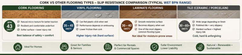 Anti-Slip Resilient Flooring: Why Cork Outperforms Vinyl, Laminate &Amp; Tile Anti-Slip Resilient Cork Flooring Vs Other Flooring Types
