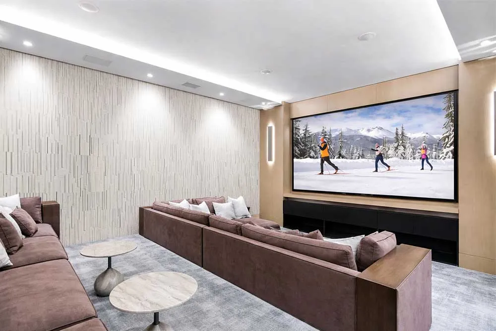 Arctic Slate Acoustic Wall Panels Installed As A Textured Fireplace Feature Wall In A Modern Living Space
