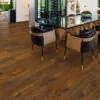 Ashen chestnut swiss cork floating flooring modern dining room.
