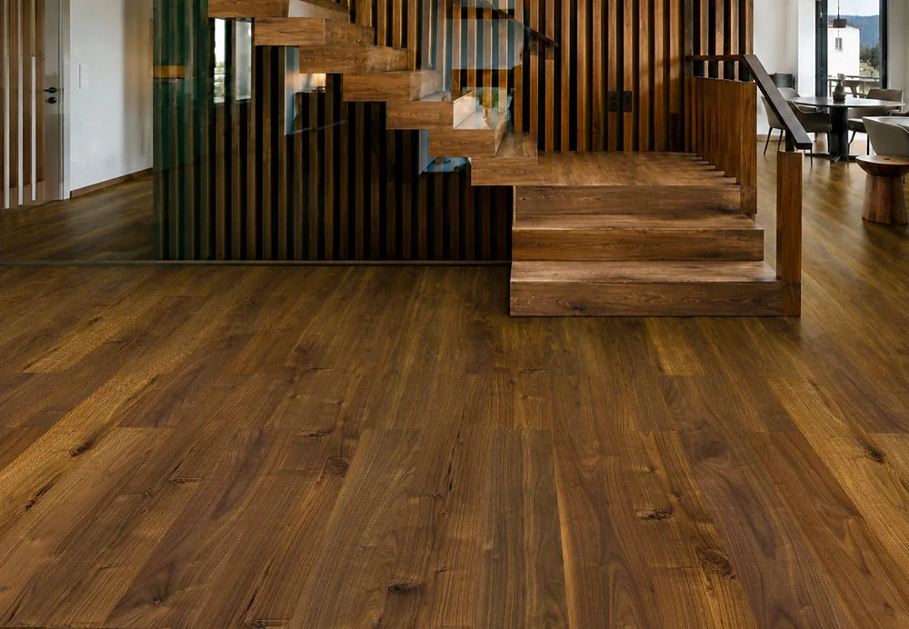 Ashen Chestnut - 7/16&Quot; (11Mm) - Swiss Design Cork Floating (Fascnut11) Ashen Chestnut Swiss Design Cork Floating Flooring Surrounding A Modern Home