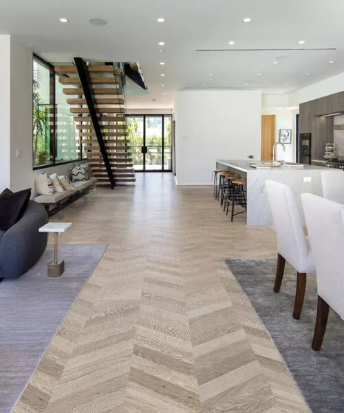 Aurora Chevron - 7/16″ (11Mm) - Swiss Design Cork Floating (Fauro11) Aurora Chevron Cork Floating Flooring Living Room Dinning Recycled Materials
