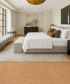 Cozy Bedroom Interior With Soft Autumn Leaves Cork Flooring Adding Warmth And Comfort Underfoot.