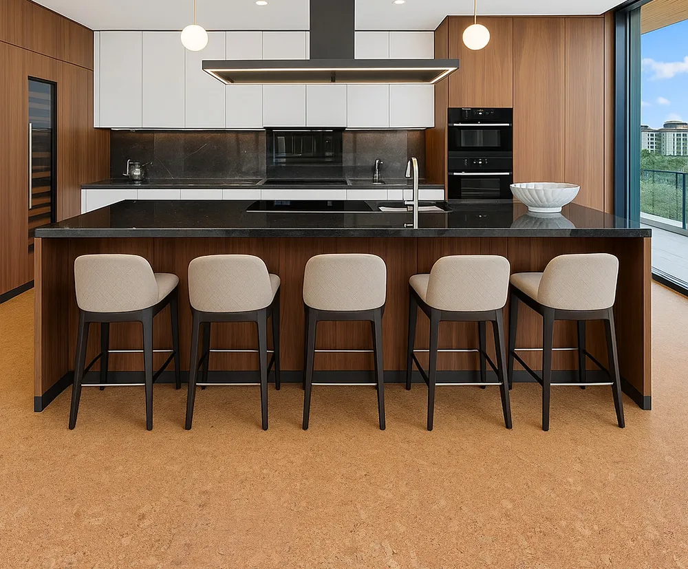 Autumn Leaves - 1/2&Quot; (12Mm) - Cork Floating (Fal12) Contemporary Kitchen Design Enhanced By Autumn Leaves Cork Floating Floors In A Warm Golden Shade.