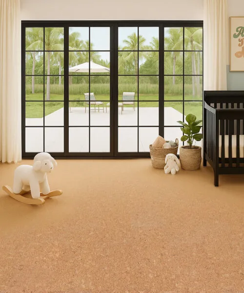 Baby Nursery With Smooth Autumn Leaves Cork Flooring Creating A Safe, Eco-Friendly Environment.