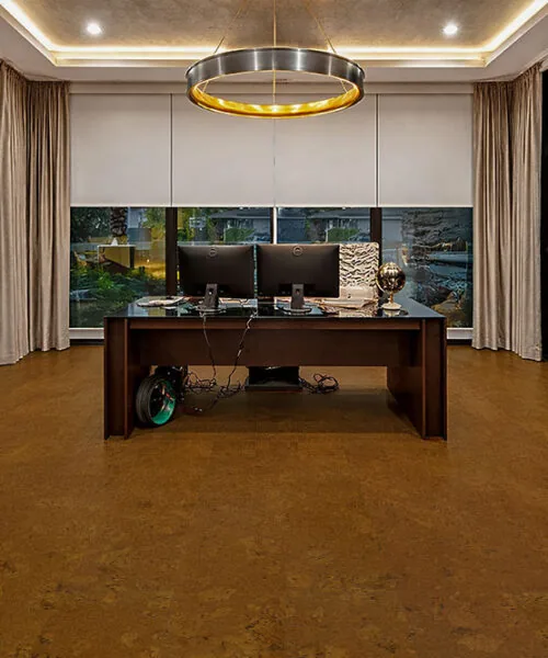 Autumn Ripple - 1/2&Quot; (12Mm) - Cork Floating (Far12) Rich Autumn Ripple Cork Flooring Adding Warmth And Comfort To A Modern Home Office Workspace