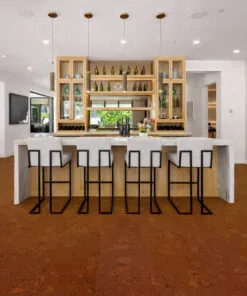 Autumn Ripple Cork Flooring Bringing Natural Warmth To A Bright Open Concept Kitchen And Bar Area