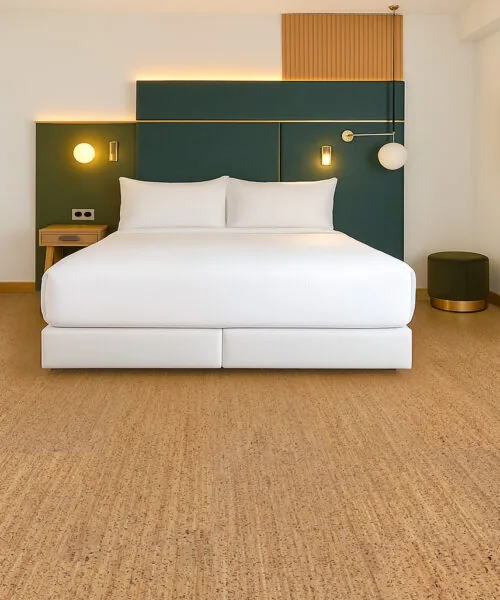 Berber - 1/2&Quot; (12Mm) - Cork Floating (Fber12) “Berber Cork Flooring In A Serene Bedroom With Modern Furniture—Soft, Quiet, And Naturally Warm.”