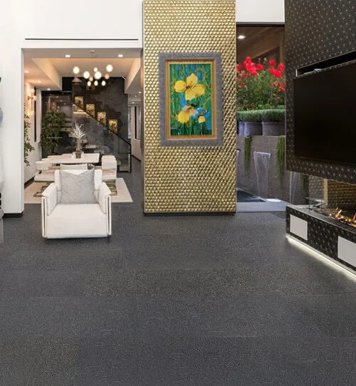 Black Buffalo – 13/32” (10.5Mm) – Swiss Leather Flooring (Lbkbuf10.5) Black Buffalo Forna Swiss Leather Floating Flooring Hotel Lobbies