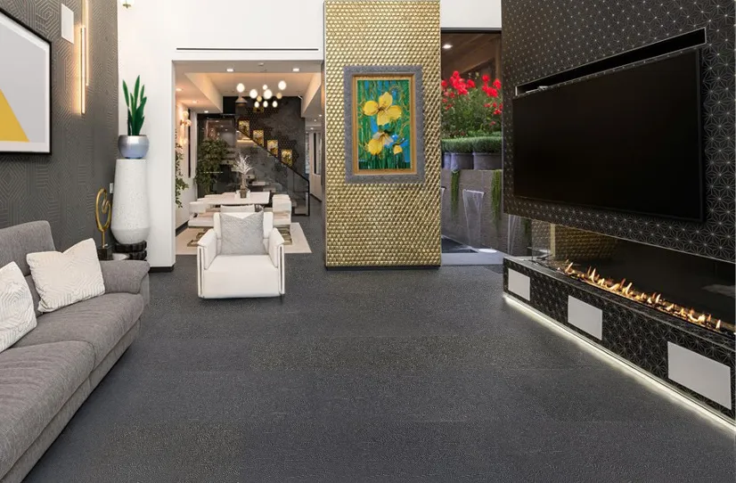 Black Buffalo – 13/32” (10.5Mm) – Swiss Leather Flooring (Lbkbuf10.5) Black Buffalo Forna Swiss Leather Floating Flooring Hotel Lobbies