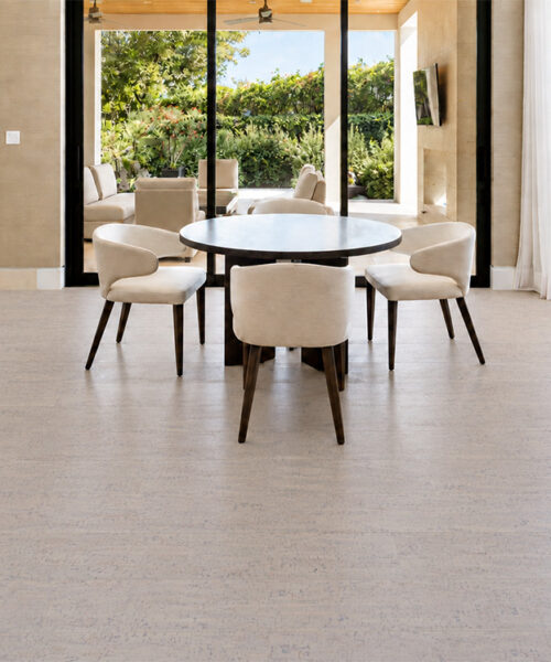 Bleached Birch - 5/16&Quot; (8Mm) - Cork Glue Down Tile (Gbb8) Bleached Birch 12Mm Off-White Floating Cork Flooring Surrounds A Round Breakfast Table Overlooking The Garden.