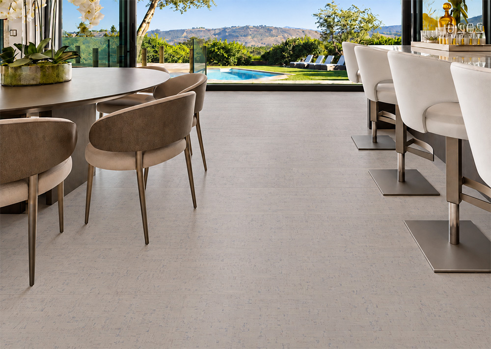 Bleached Birch - 5/16&Quot; (8Mm) - Cork Glue Down Tile (Gbb8) Bleached Birch 12Mm Floating Cork Flooring Connects A Dining Area And Kitchen With Mountain Pool Views.