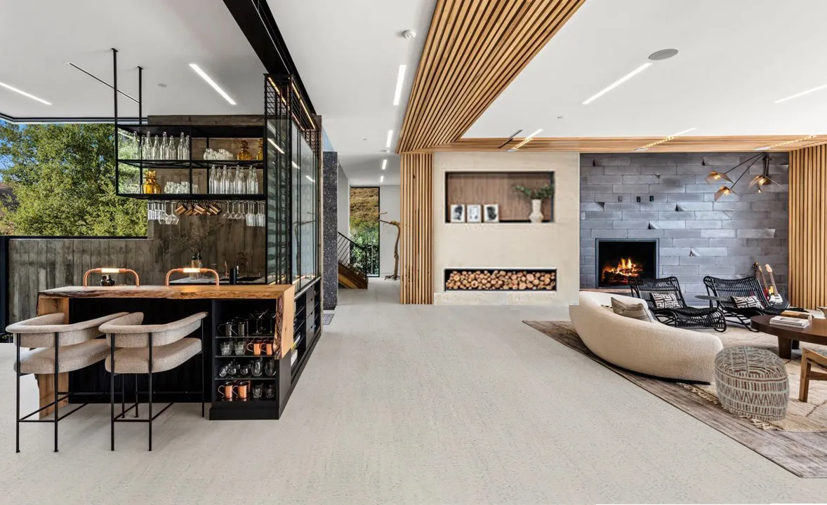Bleached Birch - 1/2&Quot; (12Mm) - Cork Floating (Fbb12) Bleached Birch Off White Cork Floor Living Room With Wine Bar Modern