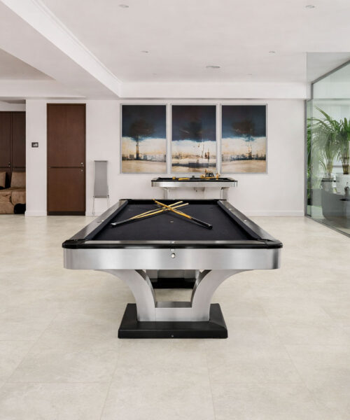 Bright Stone - 19/64&Quot; (7.5Mm) - Swiss Techslate (Mbrst7.5) Bright Stone Swiss Techslate Flooring In Modern Entertainment Room With Pool Table And Stone Finish