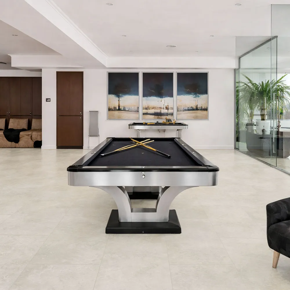 Bright Stone - 19/64&Quot; (7.5Mm) - Swiss Techslate (Mbrst7.5) Bright Stone Swiss Techslate Flooring In Modern Entertainment Room With Pool Table And Stone Finish
