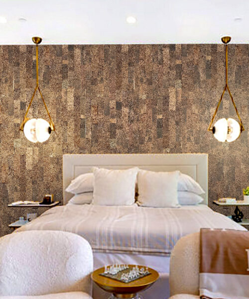 brown brick cork accent wall for bed rooms