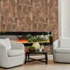 Brown brick cork accent wall for living rooms.