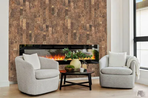 Brown Brick Cork Accent Wall For Living Rooms