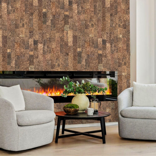 brown brick cork accent wall for living rooms