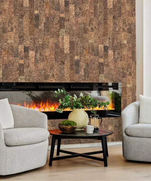 brown brick cork accent wall for living rooms