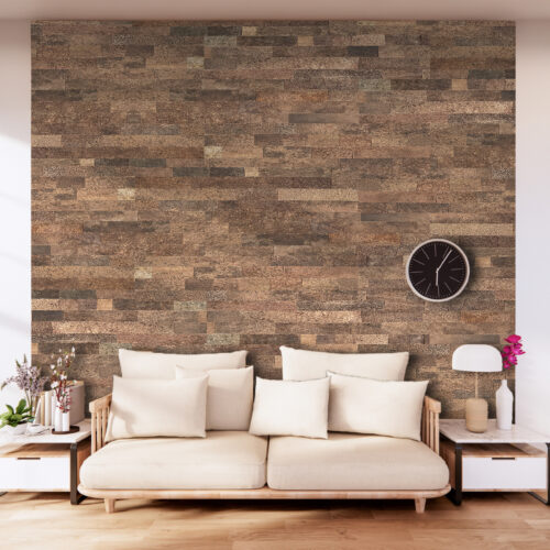 brown brick cork accent wall tiles for living room