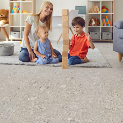 ceramic marble cork flooring in white colour for kids playroom