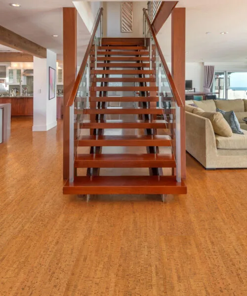 cherry line swiss cork floating flooring for pet allergies