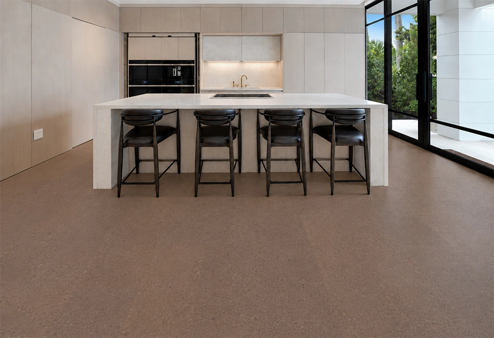 Shoreline - 25/64&Quot; (10Mm) - Cork Floating (Fshol10) Shoreline Installed Flooring In A Furnished Daylight Interior; Reviewed Room View (Fshol10)