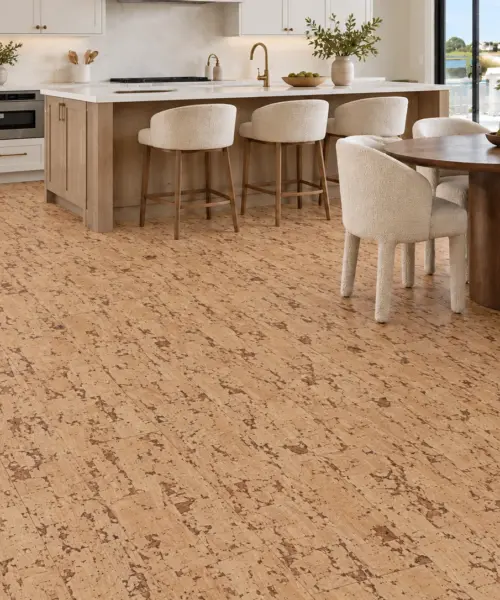 Woodflow - 1/2&Quot; (12Mm) - Cork Floating (Fwof12) Woodflow Floor Application In A Furnished Room, Based On The Original Product Reference
