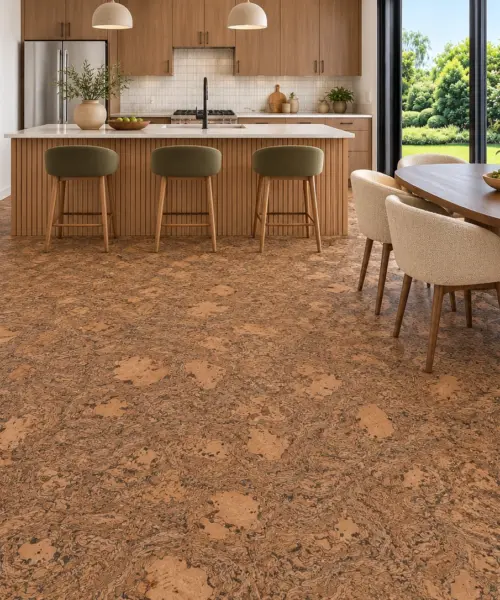 Rococo installed flooring in a furnished daylight interior; accurate product scale visualization (CZ3333VNN)