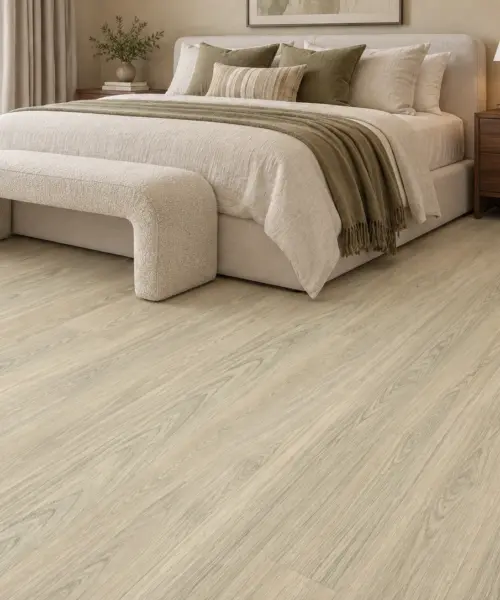 Hamilton installed flooring in a furnished daylight interior; accurate product scale visualization (FHam11)