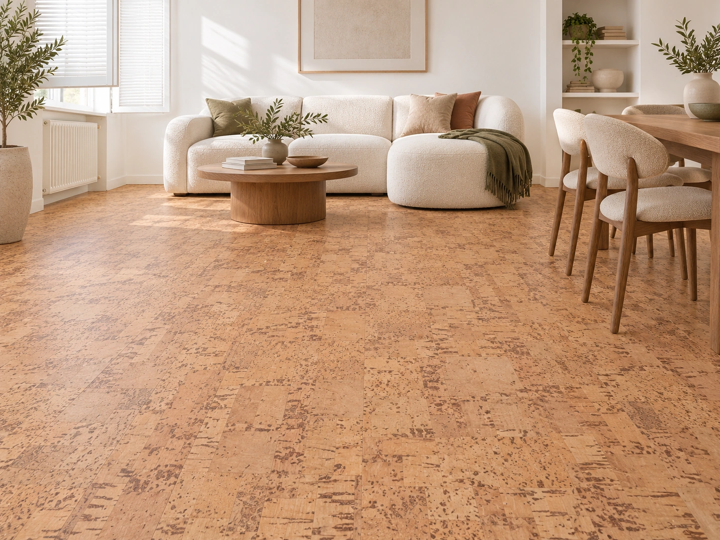 Quadro-B installed flooring in a furnished daylight interior; accurate product scale visualization (FQuaB11)