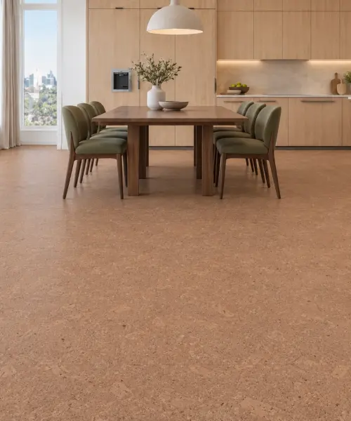 Solara installed flooring in a furnished daylight interior; accurate product scale visualization (GSol6)