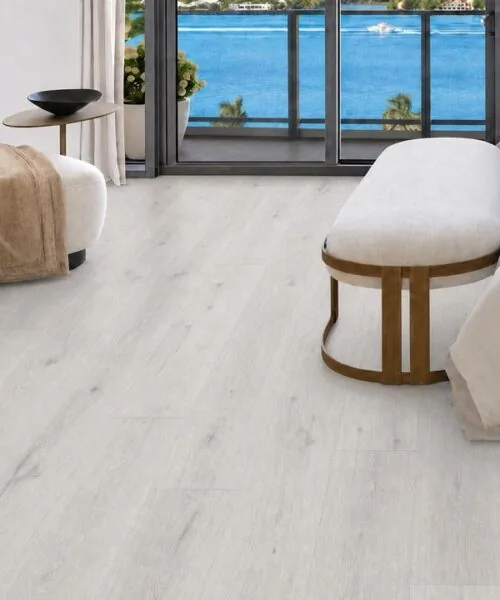 Como Oak White - 7/16&Quot; (11Mm) - Swiss Design Cork Floating (Fcow11) Como White Oak Swiss Design Cork Flooring In A Bright Coastal Bedroom