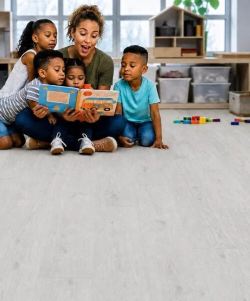 Como Oak White - 7/16&Quot; (11Mm) - Swiss Design Cork Floating (Fcow11) Como White Oak Swiss Cork Flooring In A Daycare Classroom