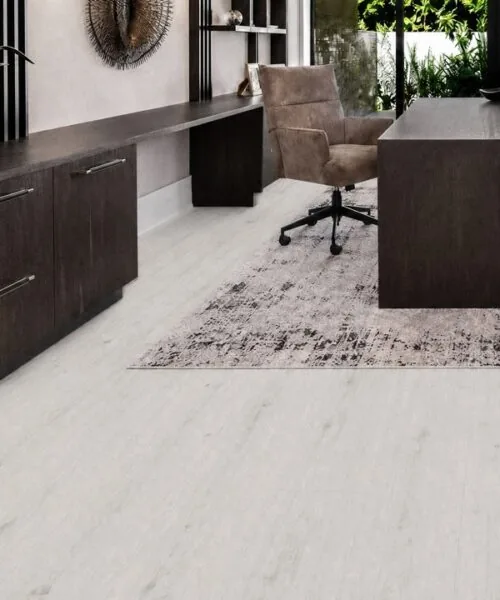 Como Oak White - 7/16&Quot; (11Mm) - Swiss Design Cork Floating (Fcow11) Como White Oak Swiss Cork Flooring In A Modern Home Office