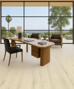 Professional Meeting Room With Wood Table, Swivel Chairs, And Como White Oak Swiss Cork Design Flooring, Ideal For Commercial Interiors
