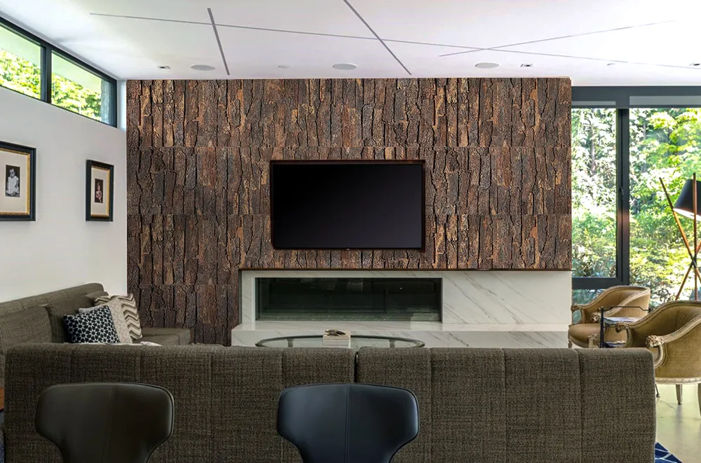 Cork Bark - 63/64&Quot; (25Mm) - 3D Acoustic Cork Wall Panels (Wcb25) Cork Bark Sound-Reducing Panels Reduction Feature Wall Panels
