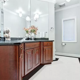 Creme Royal Marble Forna Cork Flooring Bathroom Interior Gorgeous Large Vanity Cabinet With Black Granite Counter Top