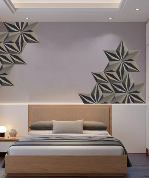 Diamond Natural 3D Acoustic Cork Decorative Wall Panels Bedroom